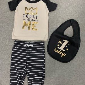 Carters Baby First Birthday Outfit with Matching Bib